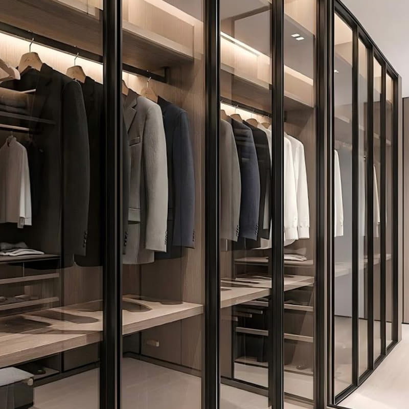 Bvlgari Dark Obsidian mittatilaustyönä tehty panoraamavaatehuone